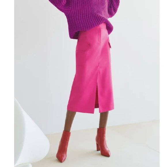 Topshop Dresses & Skirts - Topshop Pink Utility Midi Skirt Hot Pink